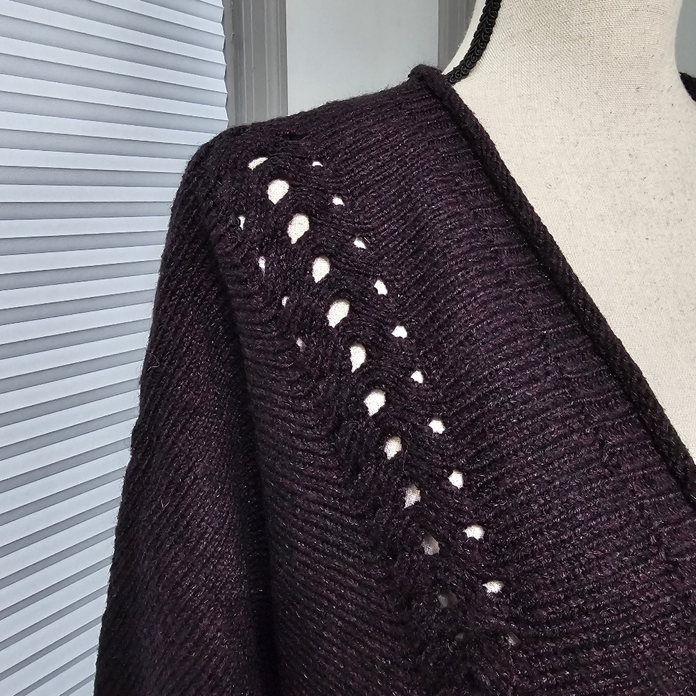 Lane Bryant Deep Purple Open Knit Cocoon Cardigan - Picture 2 of 5
